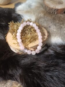 Pulsera de Cuarzo Rosa con Cuentas de 6mm