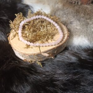 Pulsera de Cuarzo Rosa con Cuentas de 4mm