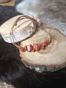 Pulsera de Jaspe Rojo con Cuerda de Algodón