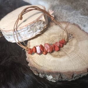 Pulsera de Jaspe Rojo con Cuerda de Algodón