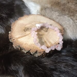 Pulsera de Chips de Cuarzo Rosa