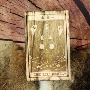 Caja de Madera Grabada para Tarot Gato The Devil